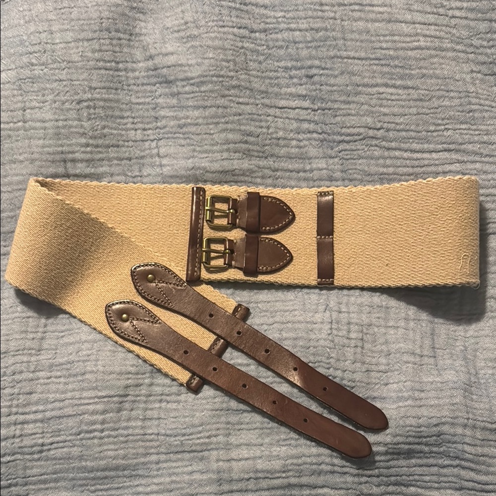 J. Crew Tan and Brown Belt with Leather Trim